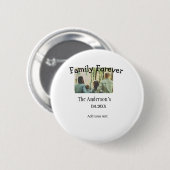 Voeg familienaam toe foto jaar rustieke  vakantie ronde button 5,7 cm (Voorkant /achterkant)