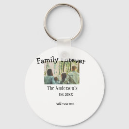 Voeg familienaam toe foto jaar rustieke vakantie sleutelhanger