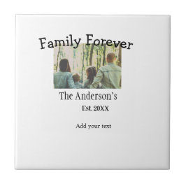 Voeg familienaam toe foto jaar rustieke vakantie tegeltje