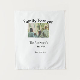 Voeg familienaam toe foto jaar rustieke vakantie wandkleed