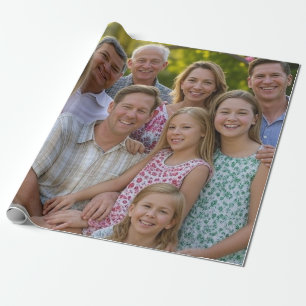Voeg familiereünie toe Foto aanpassen Cadeaupapier