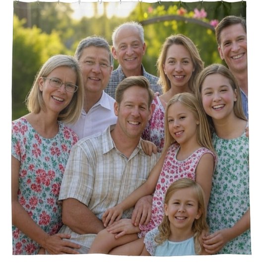 Voeg familiereünie toe Foto aanpassen Douchegordijn (Voorkant)