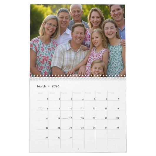 Voeg familiereünie toe Foto aanpassen Kalender (Mar 2026)