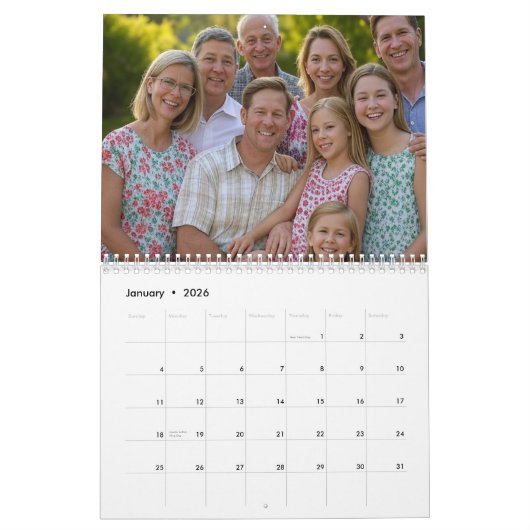 Voeg familiereünie toe Foto aanpassen Kalender (Jan 2026)