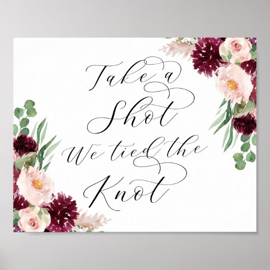 Voeg Floral toe Neem een Shot Script Reception Bar Poster (Voorkant)