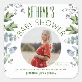 Voeg foto baby shower favoren label toe