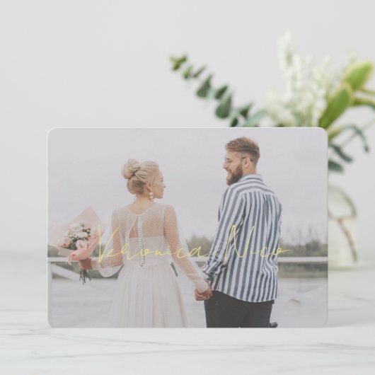 Voeg foto bruiloft uitnodiging toe (Staand voorkant)