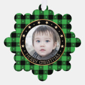 Voeg foto buffel ruitpatroon & sterren vrolijk Ornament Kaart (Voorkant)