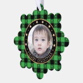 Voeg foto buffel ruitpatroon & sterren vrolijk Ornament Kaart (Links)