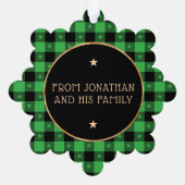 Voeg foto buffel ruitpatroon & sterren vrolijk Ornament Kaart (Achterkant)