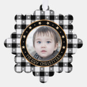    Voeg foto buffelplaid en sterren vrolijk kerstf Ornament Kaart (Voorkant)