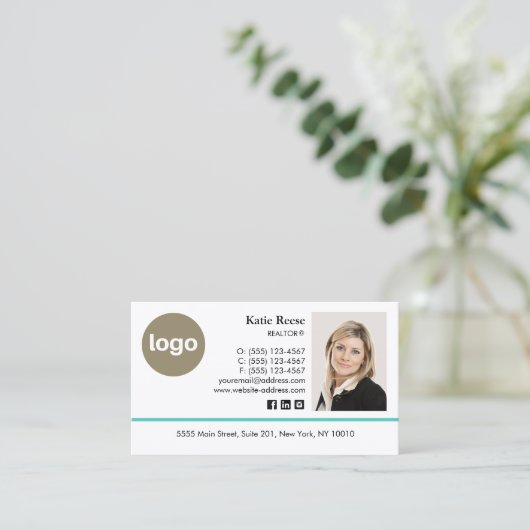 Voeg Foto en Logo Real Estate Professional Busine  Visitekaartje (Staand voorkant)