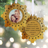 Voeg foto en naam toe Merry Christmas Modern Famil Ornament Kaart