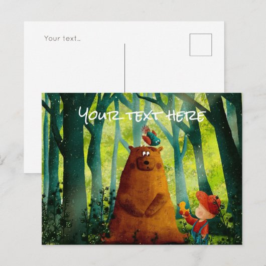 Voeg foto en tekst  waterverf natuur Groen Briefkaart (Voorkant / Achterkant)