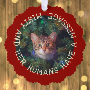 Voeg foto Funny Christmas Cat Keepsake Jaarlijks P Ornament Kaart