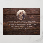   Voeg foto minimaal modern script rustieke bedank Folie Feestdagenkaart (Achterkant)