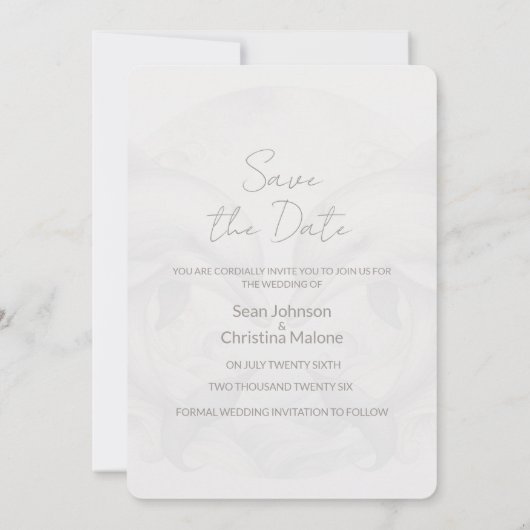 Voeg foto moderne grillige dolfijn bruiloft toe save the date (Achterkant)