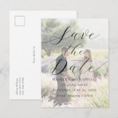 Voeg foto moderne script elegante save the date to briefkaart (Voorkant / Achterkant)