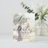 Voeg foto moderne script elegante save the date to briefkaart (Staand voorkant)