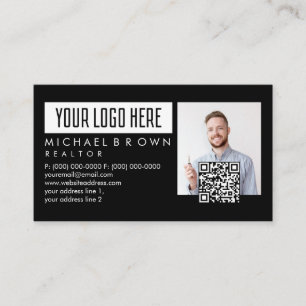 Voeg Foto Qr Code Logo Vastgoed toe Visitekaartje