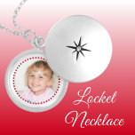 Voeg foto rood en wit gepersonaliseerd toe locket ketting<br><div class="desc">Gepersonaliseerde locket ketting cadeau. Vervang de foto door je eigen foto. Red en White.</div>