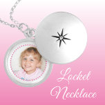 Voeg foto roze en wit gepersonaliseerd toe locket ketting<br><div class="desc">Gepersonaliseerde locket ketting cadeau. Vervang de foto door je eigen foto. Roze en wit.</div>