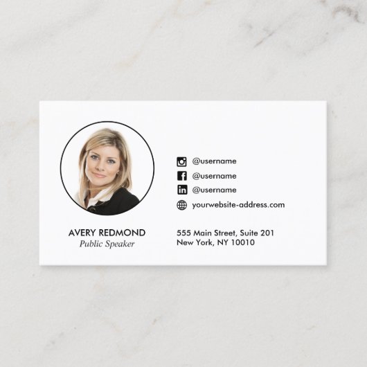 Voeg Foto sociale media-netwerken toe Visitekaartje (Voorkant)