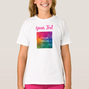 Voeg Foto Tekst Naam Kinder Meisjes Sjabloon Wit T-shirt