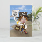 Voeg foto toe - gepersonaliseerde piraten-caricatu kaart (Staand voorkant)