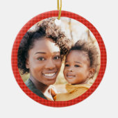 Voeg foto toe Modern Classic Red Plaid Keramisch Ornament (Voorkant)