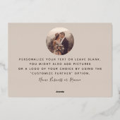     Voeg foto toe Modern Script Rustiek Taupe Beda Folie Feestdagenkaart (Achterkant)