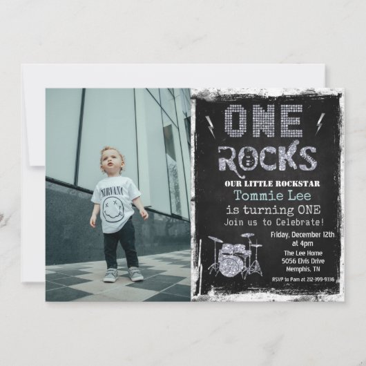 VOEG FOTO TOE Rockstar Drumstel 1e Verjaardagsuitn Kaart (Voorkant)