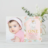 VOEG FOTO TOE - Sommige konijn 1e verjaardag uitno Kaart (Staand voorkant)