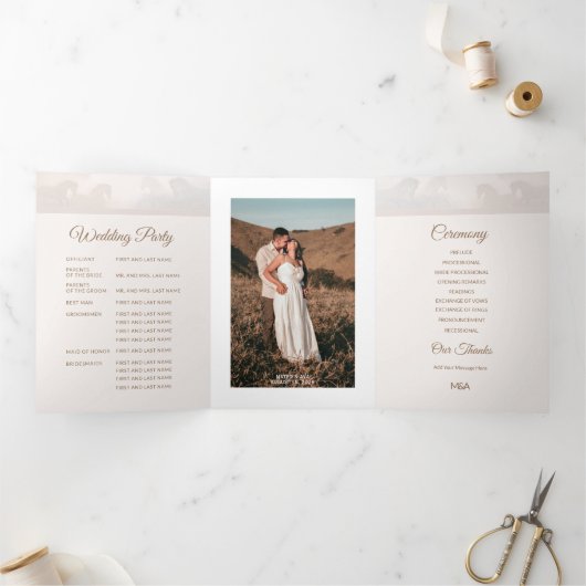 Voeg foto toe Speciale Trifold Wedding Programma (Binnen)