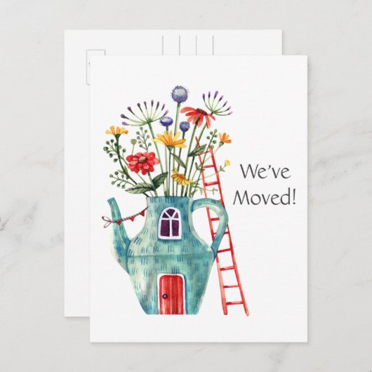 Voeg foto toe, we zijn verhuisd, grillig Briefkaar Briefkaart (Voorkant / Achterkant)