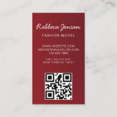 Voeg foto trendy mode model zwart QR Code Visitekaartje (Achterkant)