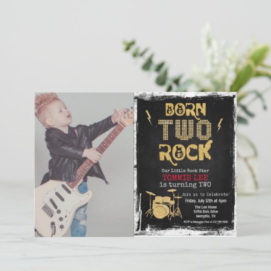 VOEG FOTO Two Rocks Birthday Uitnodiging TOE (Staand voorkant)