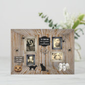 Voeg fotokamer van Horrors Halloween Invite toe Kaart (Staand voorkant)