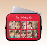 Voeg foto's collage toe zo schattig rood wit laptop sleeve<br><div class="desc">Een cadeauidee voor laptophoes. Zo schattig. Vervang de 10 foto's met je eigen foto's. Rood en wit.</div>