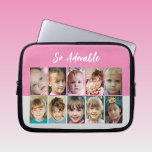 Voeg foto's collage toe zodat schattig roze grijs laptop sleeve<br><div class="desc">Een cadeauidee voor laptophoes. Zo schattig. Vervang de 10 foto's met je eigen foto's. Roze,  grijs en wit</div>