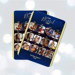 Voeg foto's Gezegend Jaar Blauw Flexibele Magneet