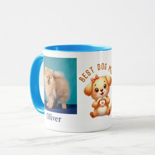 Voeg foto's namen bericht Gepersonaliseerd hond th Mok (Voorkant links)