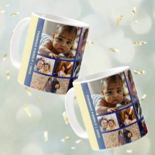 Voeg foto's toe Gezegend Jaar Familie Fotocollage Koffiemok