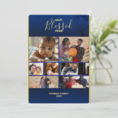 Voeg foto's toe Gezegend Jaar Flat Holiday Photo C Feestdagenkaart (Staand voorkant)