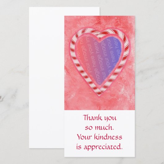 Voeg foto's toe met kaarten, met kerstsnoep hart bedankkaart (Voorkant / Achterkant)