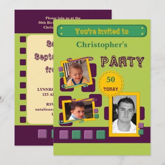 Voeg foto's toe voor mannen van elke groene 50e da kaart (Voorkant / Achterkant)