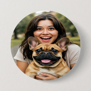 Voeg Franse Bulldog Foto Personaliseer toe Ronde Button 7,6 Cm