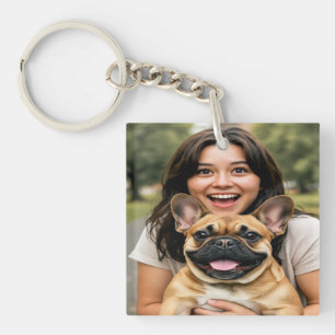 Voeg Franse Bulldog Foto Personaliseer toe Sleutelhanger