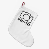 Voeg gepersonaliseerde foto bruiloft modern Schatt Grote Kerstsok (Voorkant (Hangend))