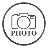 Voeg gepersonaliseerde foto bruiloft modern Schatt Hockey Puck (Voorkant)